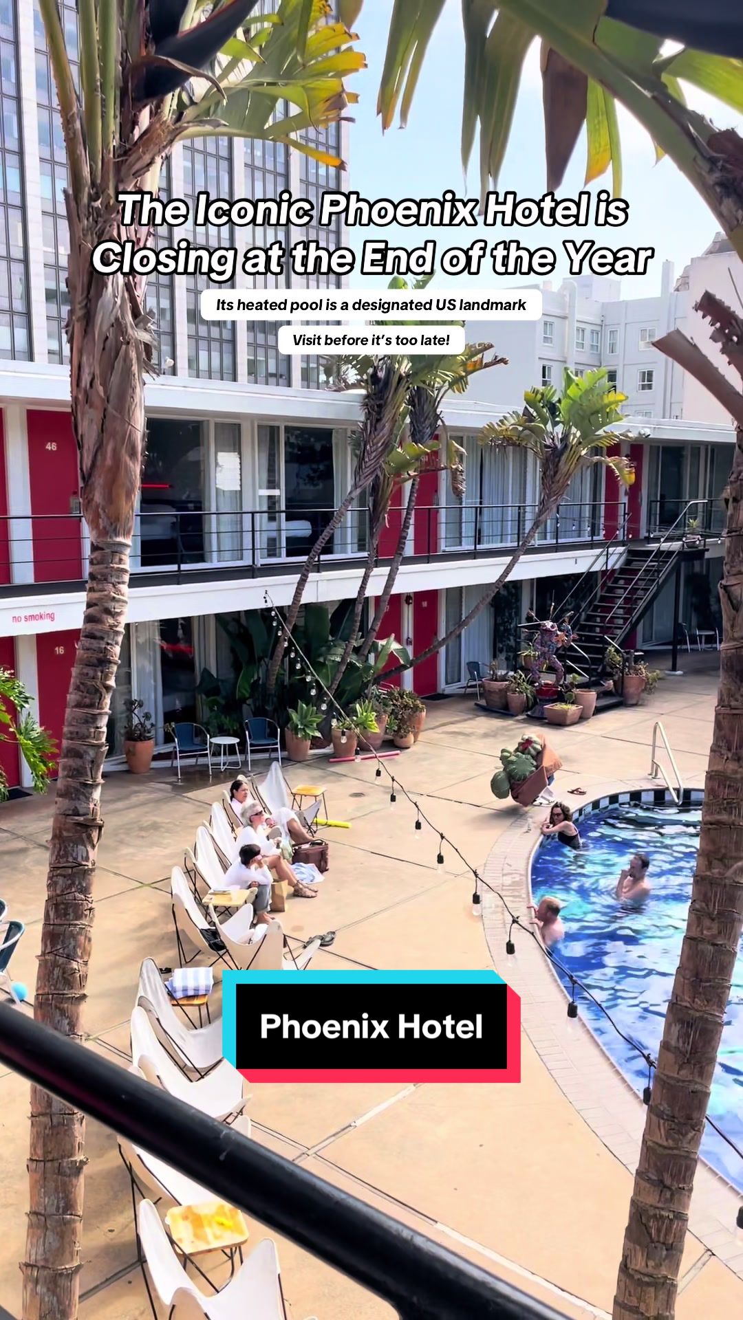 San Francisco’s iconic Phoenix Hotel will unfortunately be closing at the end of the year! There is still time to visit the historic destination and its one-of-a-kind heated pool. The pool, painted and designed by Francis Forlenza, pays homage to Pop Art icons Andy Warhol and Marcel Duchamp. The piece is called “My Fifteen Minutes/Tumbling Waves.”

The hotel is known as a haven for famous touring musicians and as a counterculture destination that embodies the spirit of rock n’ roll. 

We loved relaxing in this historic pool over the weekend, but also loved the retro decor and touches throughout our room. Service was fantastic, and the complementary donuts and coffee/tea in the morning was a lovely touch. 

Don’t miss events and DJ sets at the Phoenix Hotel before they close their doors! The hotel and Chambers can also still be rented out for private parties. 

Parking is included and I love that checkout isn’t until noon. 

Go checkout this historic site before it’s too late! 

📍 The Phoenix Hotel (601 Eddy St, San Francisco) 

#onlyinsf #sftravel #visitcalifornia #californiatravelblog #sanfranciscolife 
