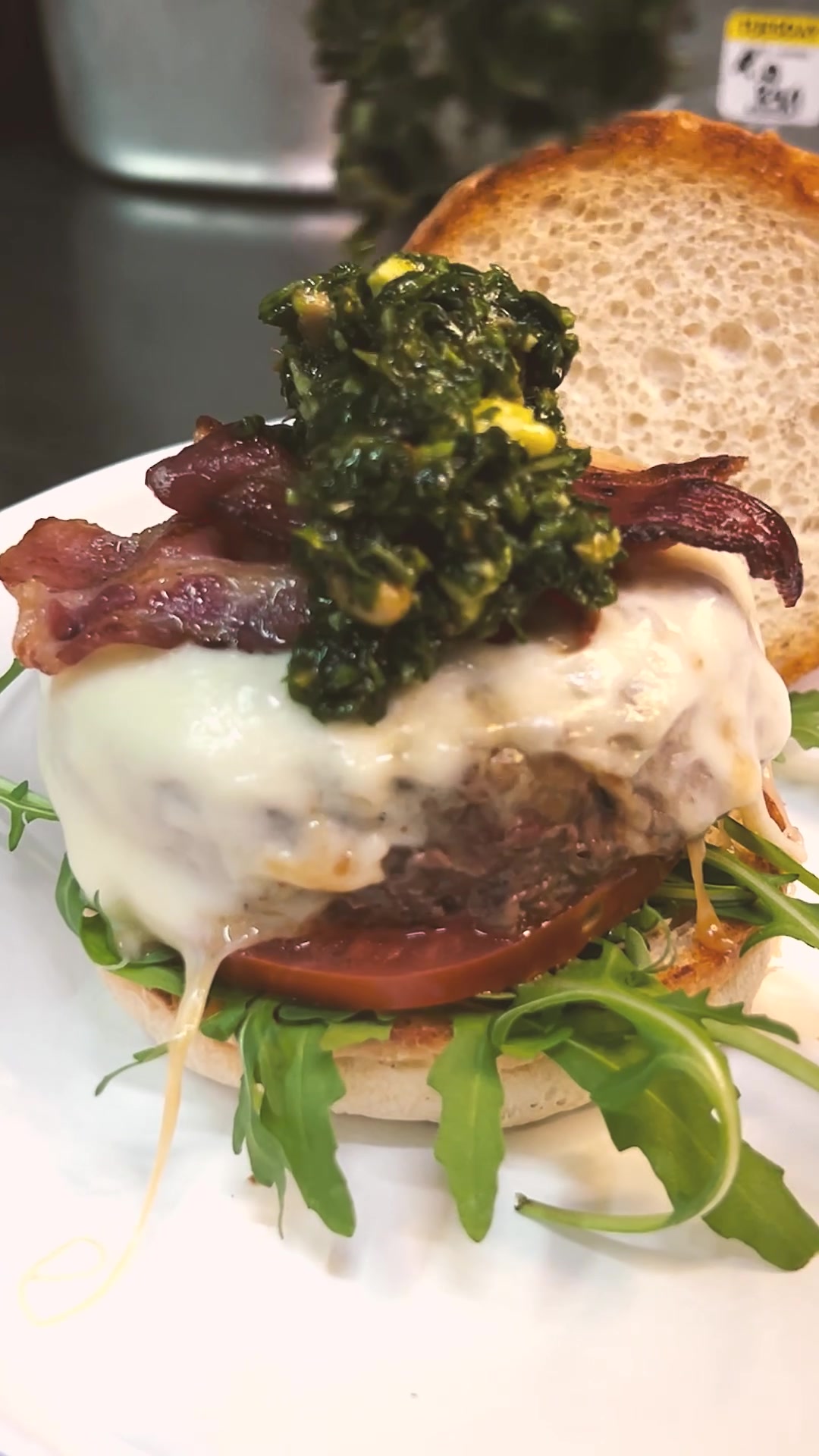 What do you think of our just for Soho Meard St burger? Mozzarella, smoked bacon, The Gay Farmer Pesto, garlic mayo👨‍🌾🌱#soho #honest #burgerporn