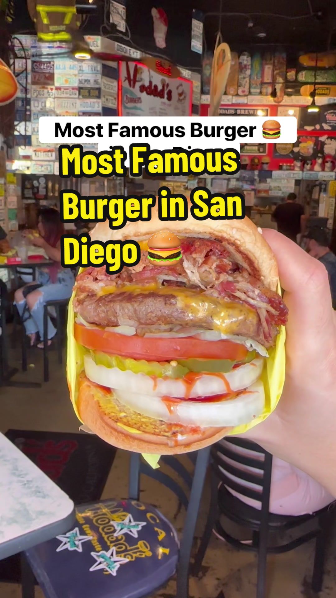 Trying the most famous burger in San Diego and one that Guy Fieri thinks is one of the best in the country! 🍔👀 #sandiegofood #burgerreview #californiaburger #foodreview #hodads #sandiego