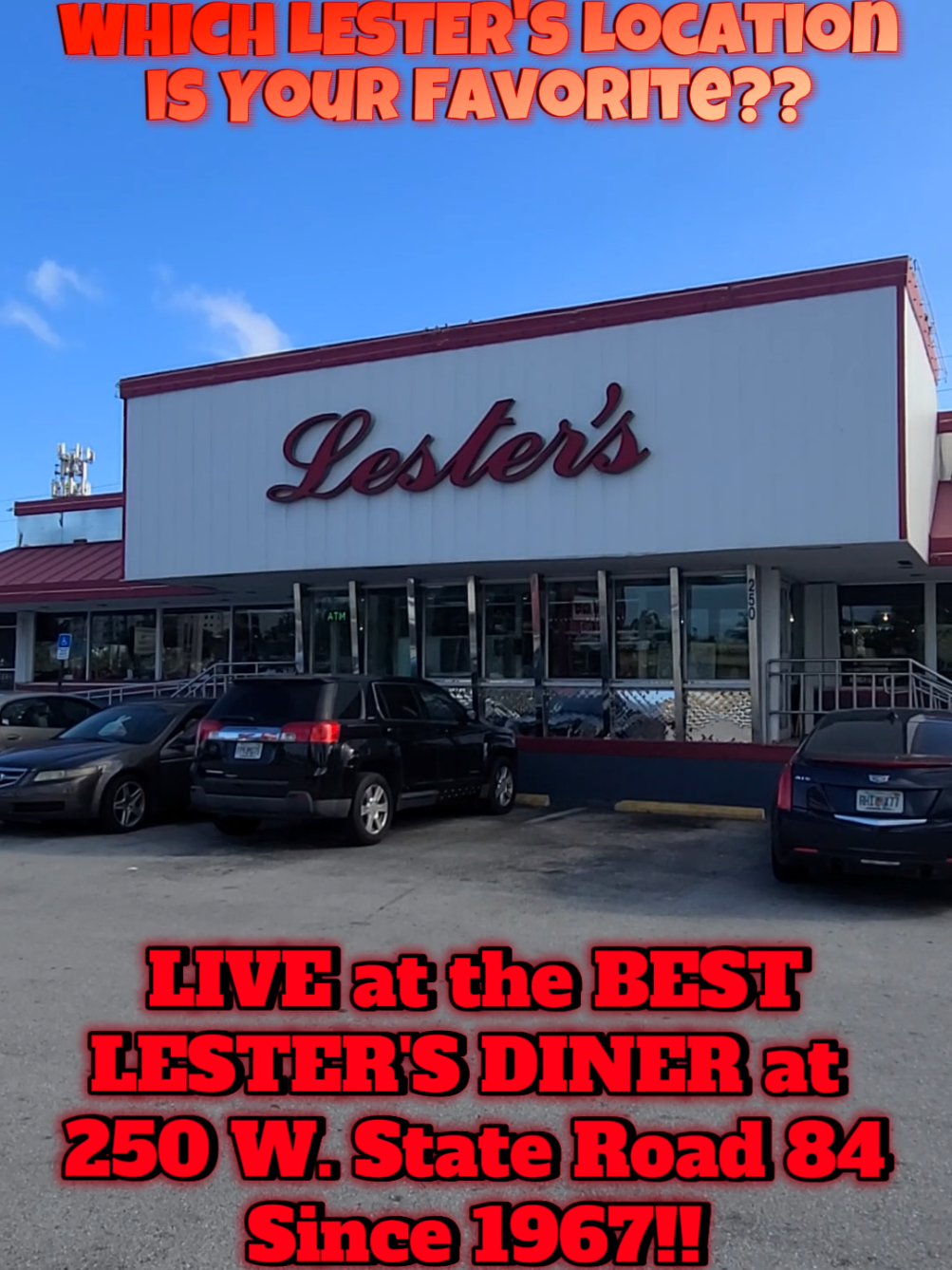 LIVE At LESTER'S DINER on State Road 84 in Fort Lauderdale Since 1967, Open 24 Hours!! Who Else STILL LOVES THIS LESTER'S DINER Location As Their Favorite?? 💖💝🤔
#flashbacksouthflorida #southflorida #fortlauderdale #ftlauderdale #Florida
@FLASHBACK MATT LEIBOWITZ!! ❤️
