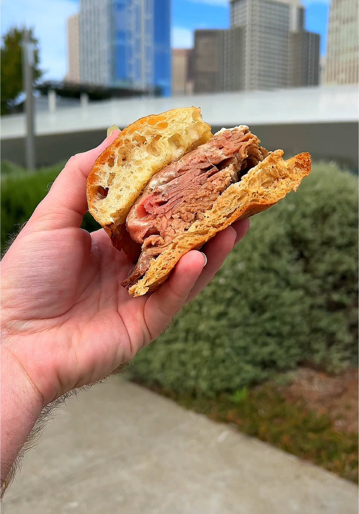 “Classic French Dip Maven, with 8oz thinly sliced roast beef, horseradish mayo, on Acme rustic roll, with pickle, au jus, Montreal seasoning on the side” (The Grove, 690 Mission St, San Francisco, CA) #sandwich #sanfrancisco #foodtiktok #food #foodporn #foodlover