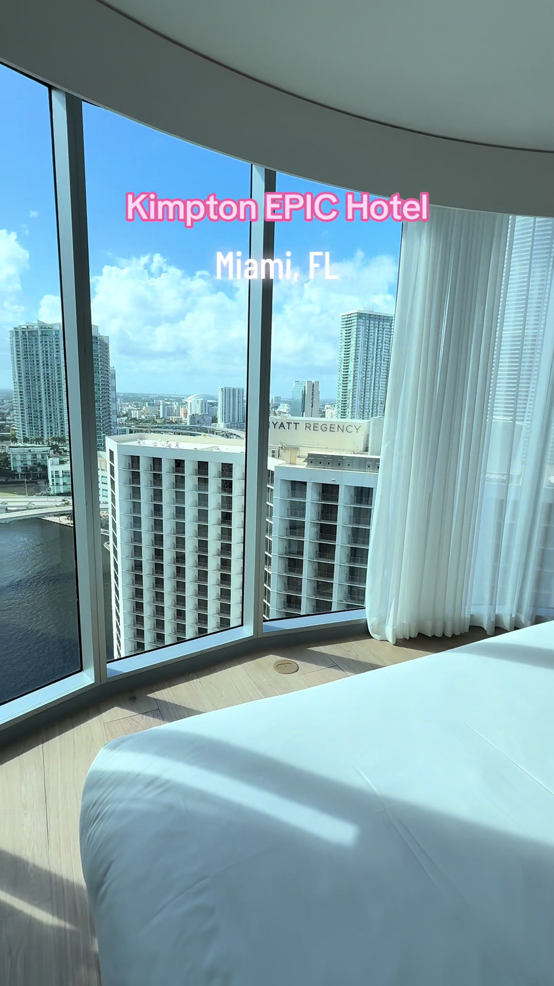 This view had me feeling like I owned the city. I have a full tour video pinned to my profile. #tiktokgofamilystays #miami #miamihotel #brickellmiami #brickell @Kimpton by IHG @IHG One Rewards 