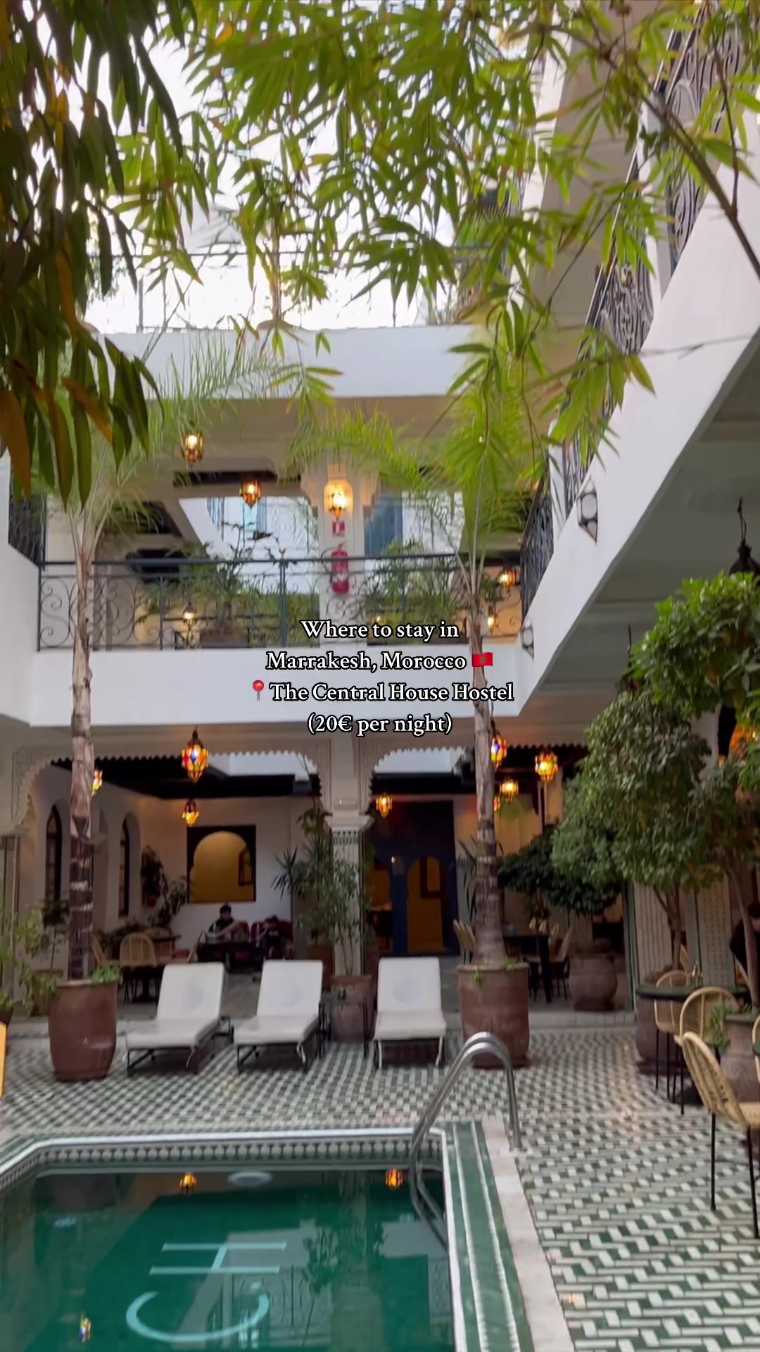 @The Central House was SO beautiful 😍😍😍 #tiktoktravel #fyp #hostel #wheretostayinmarrakech #hostel #hostelworld #africa #morroco #riad 