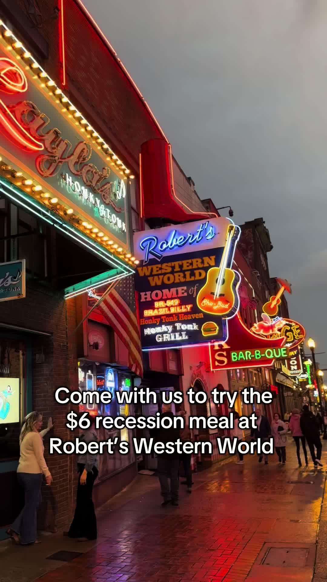 Let’s go try out the cheapest meal on Broadway at Robert’s Western World. #broadway #robertswesternsworld #broadwayonabudget #nashvilletn #nashville #musiccity #nasvilletennessee #nashvillefoodies #placestoeatinnashville #thingstodoinnashville 